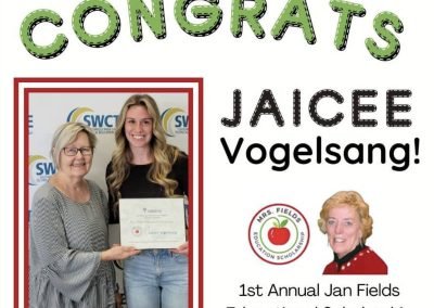 Jaicee Vogelsang Mrs. Fields Education Scholarship News